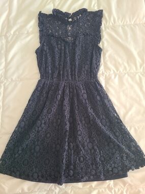 Monteau Lace Fit-and-Flare Dress in Navy